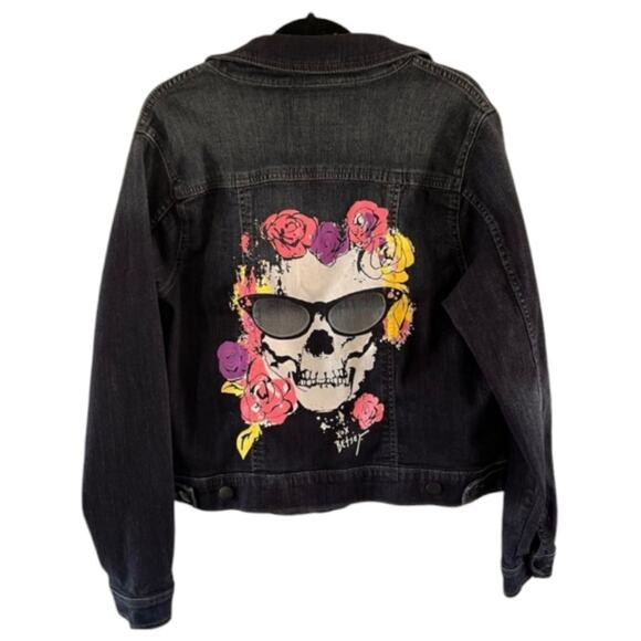 Torrid x Betsey Johnson Floral skull trucker jean jacket coat Plus Size 2 2X New - Picture 5 of 14